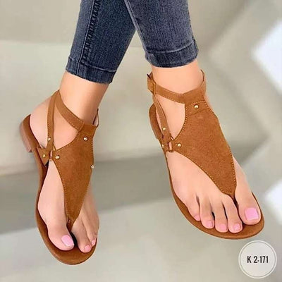Sandalias Planas Casuales Talla Grande con Hebilla de Playa