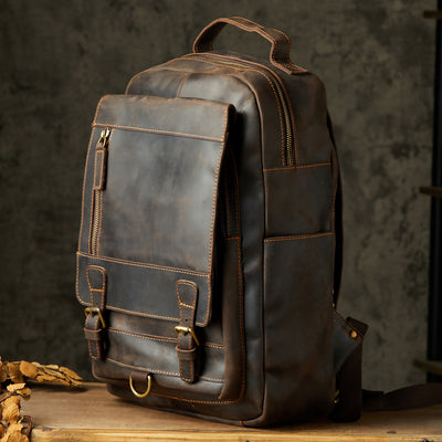 Mochila de Cuero Genuino para Hombre Estilo Retro Artesanal - Image 5