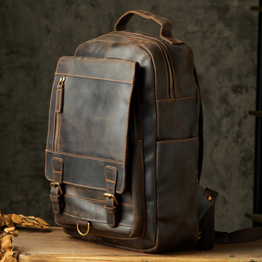 Mochila de Cuero Genuino para Hombre Estilo Retro Artesanal - Image 5