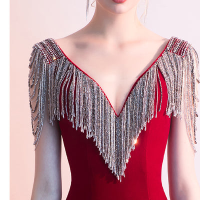 Vestido de Noche Rojo con Cola Sirena Elegante - Image 10