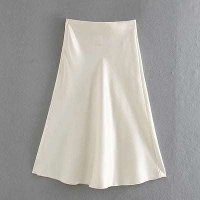 Conjunto Casual: Blusa Manga Larga + Falda de Satén - Image 9
