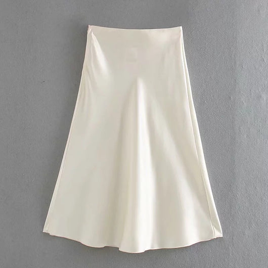 Conjunto Casual: Blusa Manga Larga + Falda de Satén - Image 9