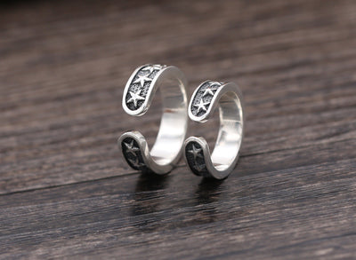 Anillo de Plata Esterlina con Estrella de Cinco Puntas Personalizado para Parejas - Image 10