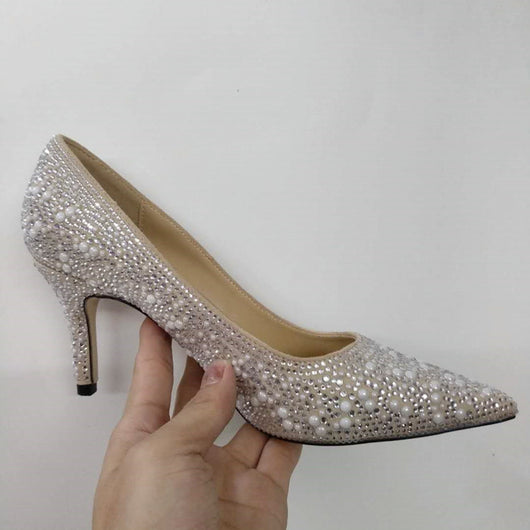 Tacones Planos Elegantes con Pedrería y Perlas - Punta Afilada para Mujer - Image 5