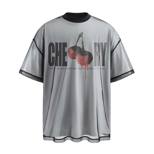 Camiseta Hombre Estampado Cereza Diseño Letras - Doble Capa Manga Corta - Image 29