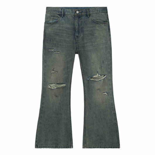 Pantalones Vaqueros Vintage Rotos Sueltos Acampanados - Image 7