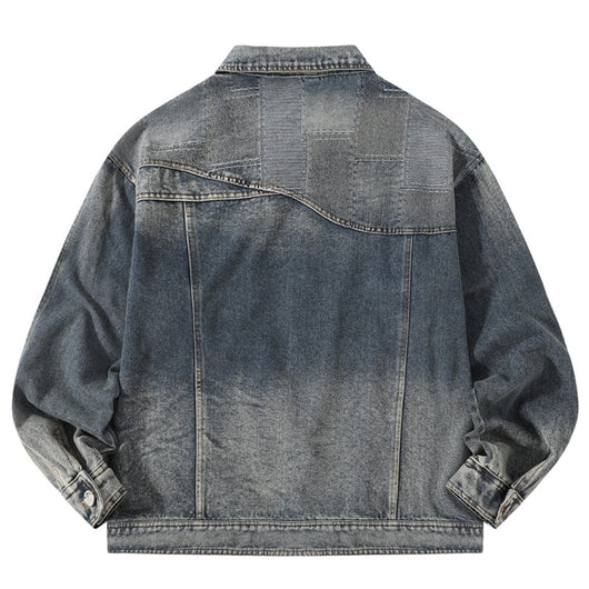 Chaqueta Denim Vintage Destruida Estilo Retro Americano - Image 17