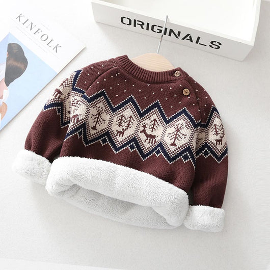 Suéter Tejido Retro Grueso Acolchado para Niños y Niñas - Image 10