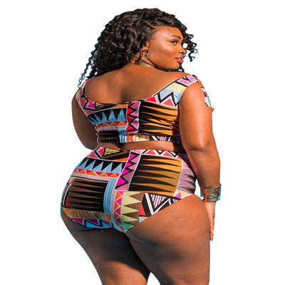 Traje de Baño Bikini Talle Alto Estampado con Tirante Único y Cuerdas Ajustables - Image 14