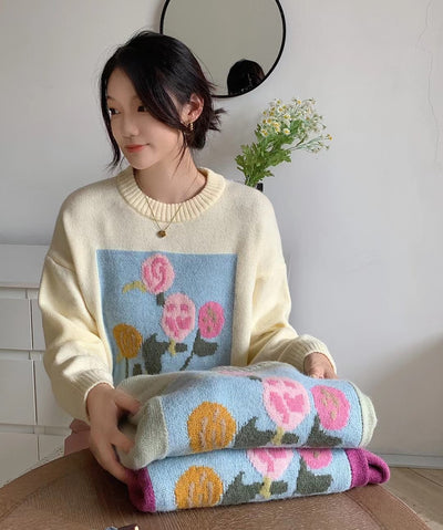 Suéter Tejido Jacquard Oversized en Algodón Suave - Image 4