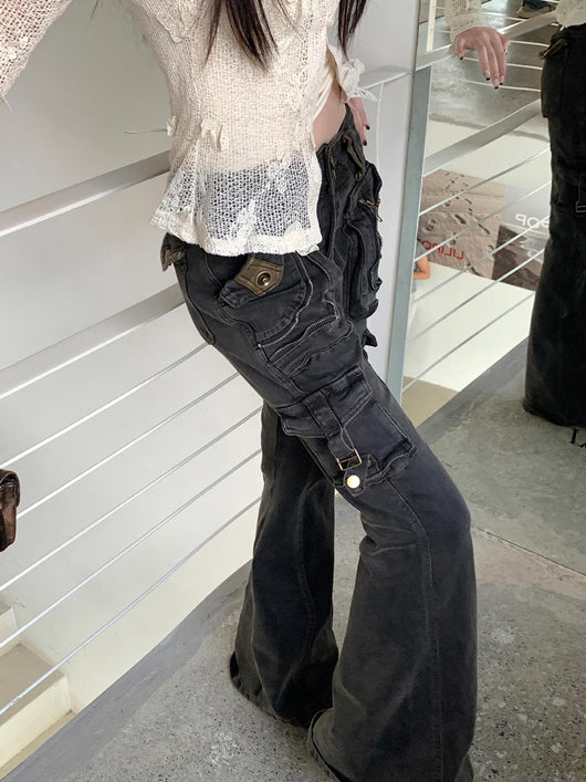 Jeans Acampanados Lavados Estilo Vintage con Múltiples Bolsillos - Image 11