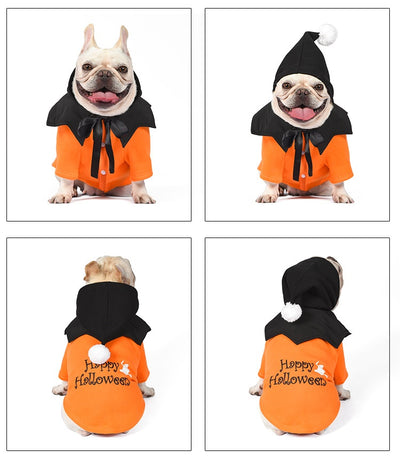 Suéter de Calabaza Divertido de Dos Piezas para Perros - Poncho Incluido - Image 18