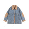 Chaqueta Denim con Forro de Lana de Cordero y Costuras Sueltas
