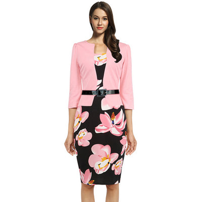 Vestido Slim Estampado con Efecto Dos Piezas para Mujer - Image 4