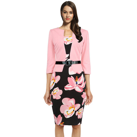 Vestido Slim Estampado con Efecto Dos Piezas para Mujer - Image 4