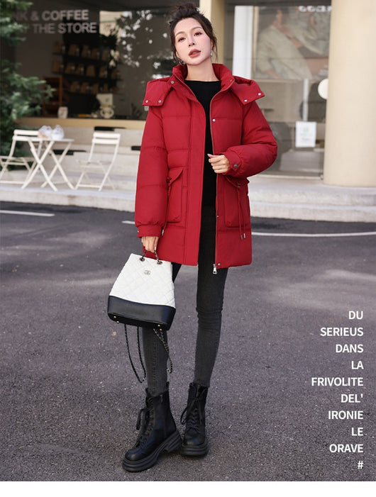 Abrigo de Invierno Coreano para Mujer - Algodón Grueso Largo - Image 13