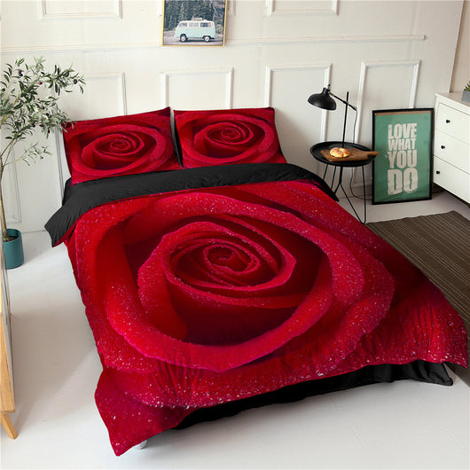 Juego de Cama Tres Piezas Serie Flores Rosa - Impresión Digital - Image 3