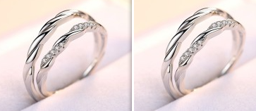 Anillo de Pareja en Plata 925 con Ondas de Agua y Micro Incrustaciones - Image 6