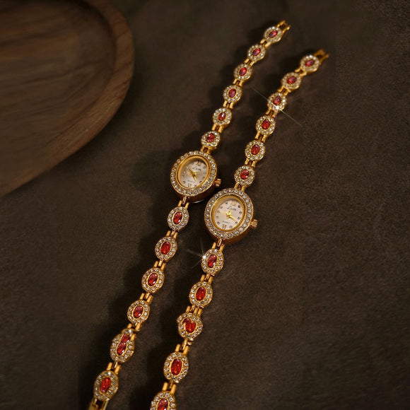Reloj Elegante Ovalado Arcoíris con Cristales de Lujo para Mujer