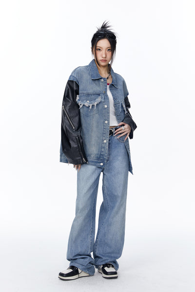 Chaqueta Denim Oversize con Detalles de Patchwork - Image 4