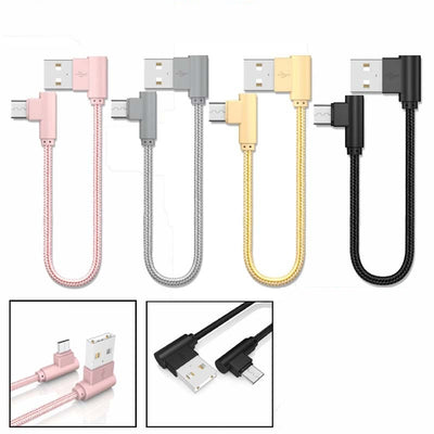 Cable de Carga Micro USB Acodado 90° Trenzado Reforzado 20cm