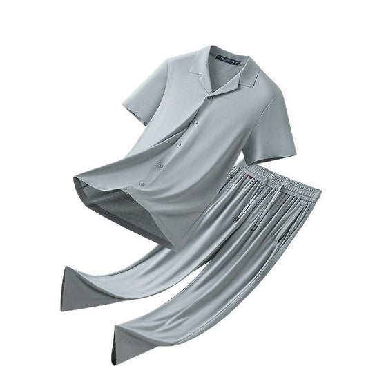 Conjunto Casual de Seda de Hielo para Hombre - Image 3