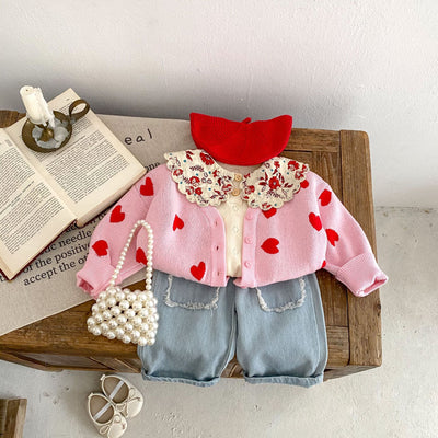 Cardigan de Punto Rosa con Corazón para Bebé Niña - Suéter Infantil Cuello V - Image 20