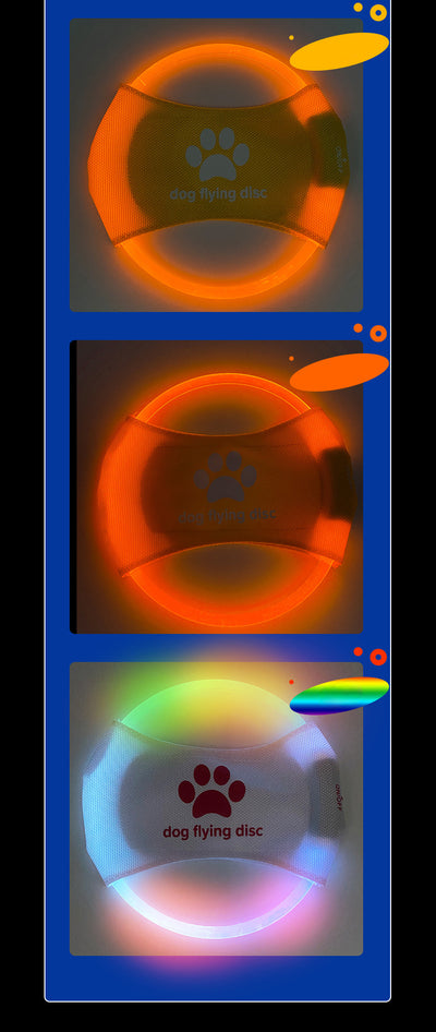 Red LED light-up dog flying disc with a white paw print logo and "dog flying disc" text. - Image 17