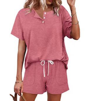 Conjunto Casual de Shorts y Blusa de Manga Corta para Mujer