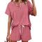 Conjunto Feminino Casual de Shorts e Blusa de Manga Curta