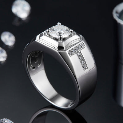 Anillo de Plata S925 con Moissanita Doble T para Hombre - Image 8