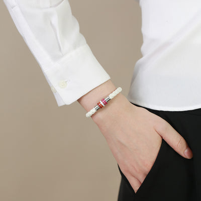 Pulsera Magnética de Acero Titanio con Bandera Arcoíris para Parejas - Image 3