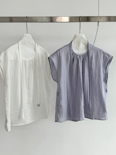 Blusa Tencel Lino Cuello Redondo Ajustada para Mujer - Image 12