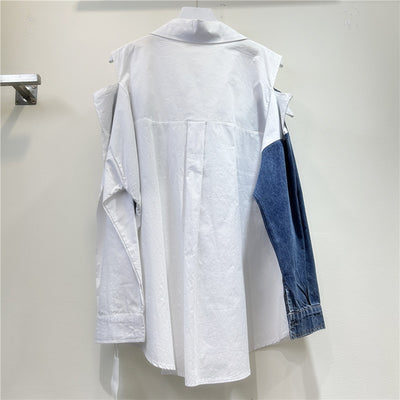 Blusa Elegante Bicolor con Hombros Descubiertos para Mujer - Image 4