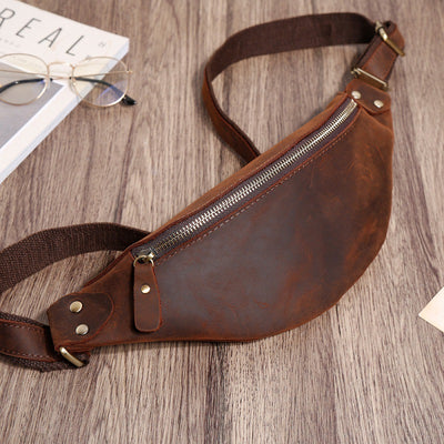 Bolsa de Pecho Vintage de Cuero Genuino con Diseño Asimétrico y Múltiples Compartimentos - Image 4