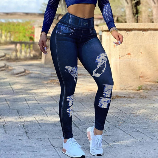 Leggings Tipo Denim de Cintura Alta con Máximo Estiramiento - Image 5