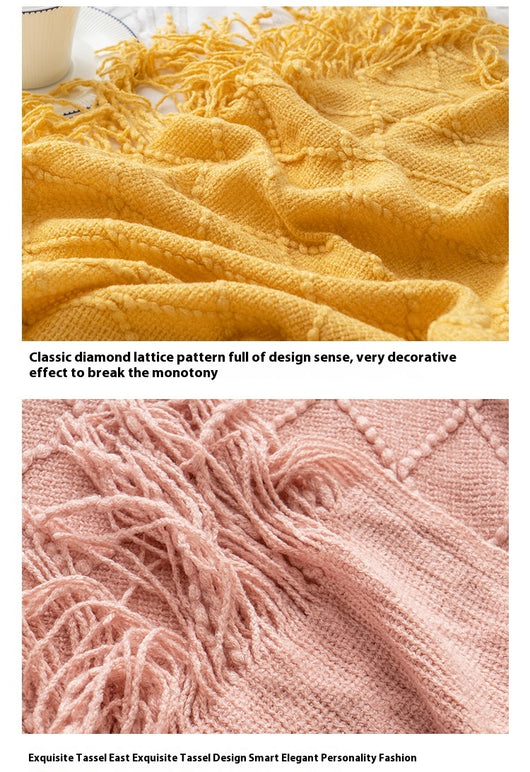 Funda de Sofá con Borlas y Manta Tejida de Color Sólido - Image 15