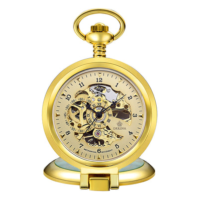 Reloj de Bolsillo Mecánico Manual Esqueleto con Grabado Romano - Image 8