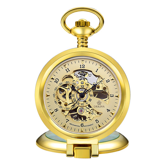 Reloj de Bolsillo Mecánico Manual Esqueleto con Grabado Romano - Image 8