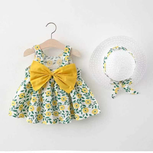 Vestido Infantil Estampado con Tirantes y Moño - Colección Verano - Image 2