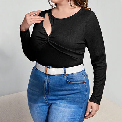 Blusa Ajustada de Manga Larga con Diseño Calado Elegante - Image 4