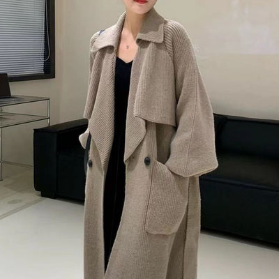 Abrigo Tejido Elegante con Cinturón para Otoño e Invierno
