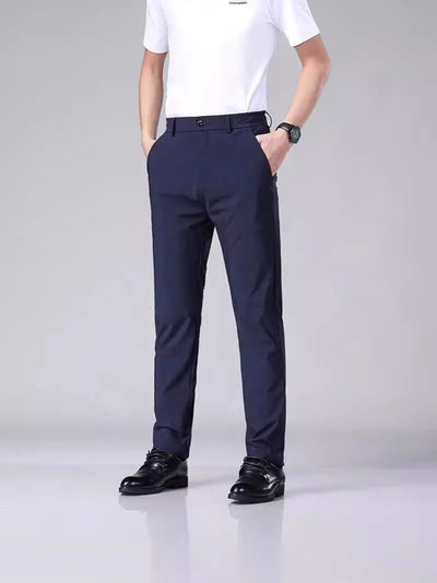 Pantalones Casuales para Hombre Ajuste Elástico Negocios Tela Ligera - Image 4