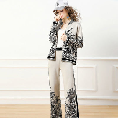 Conjunto de Dos Piezas: Cardigan Tejido y Pantalón Ancho - Image 4
