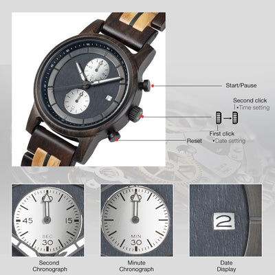 Reloj Deportivo de Madera para Hombre con Respaldo de Acero Inoxidable - Image 7
