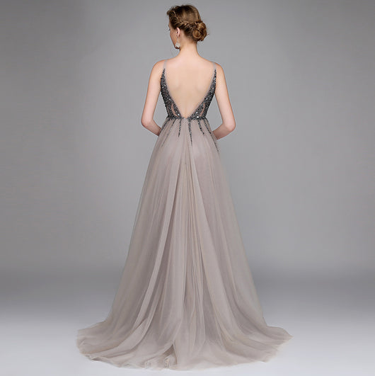 Vestido de Noche Escotado en V Primavera Otoño para Banquetes - Image 14