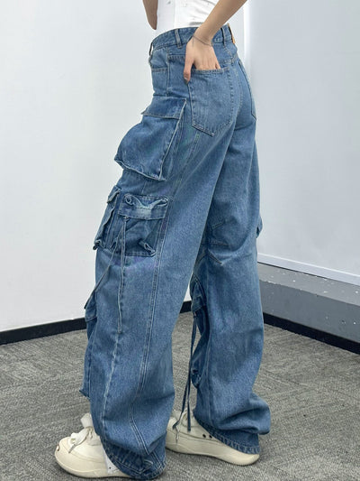 Pantalones Vaqueros Anchos para Mujer con Múltiples Bolsillos - Image 13