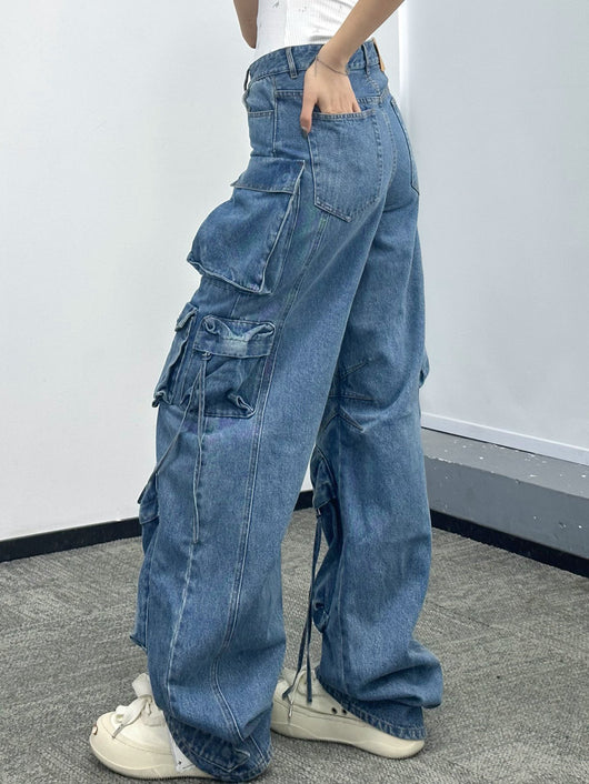 Pantalones Vaqueros Anchos para Mujer con Múltiples Bolsillos - Image 13