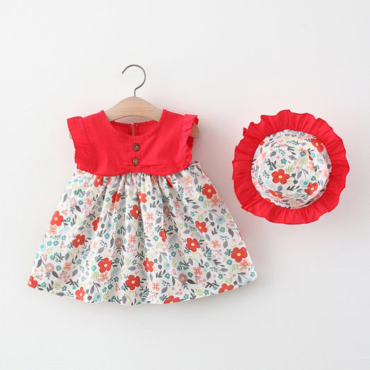 Vestido Infantil Floral de Verano con Mangas Volantes