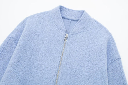 Camisa de Cuero Minimalista Otoñal con Cuello Alzado y Cierre de Cremallera - Image 3